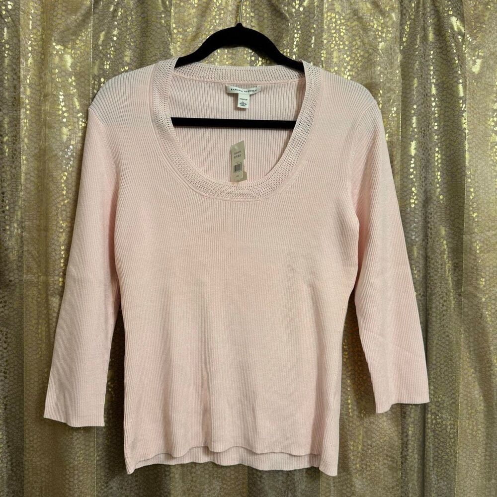 Banana Republic Ballet Pink Scoop Neck Silk Nylon Blend Knit Sweater Large NWT